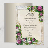 パープルハイドランジアとレースのメイドオブオナーカード 招待状 (正面/裏面)