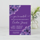 パープルハイドランジアのブライダルシャワー招待状 招待状 (スタンド正面)