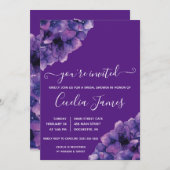 パープルハイドランジアのブライダルシャワー招待状 招待状 (正面/裏面)