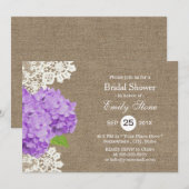 パープルハイドランジア ラスティックレース バルーン ブライダルシャワー 招待状 (正面/裏面)