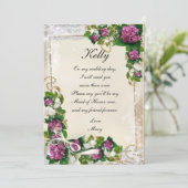 パープルハイドレンジアとレースのメイドオブオナーカード 招待状 (スタンド正面)