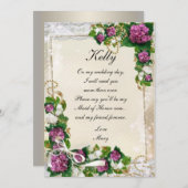 パープルハイドレンジアとレースのメイドオブオナーカード 招待状 (正面/裏面)