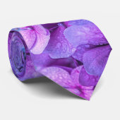 パープルハイドレンジアの花 フラワーペタル ウェディング ネクタイ (ロール)