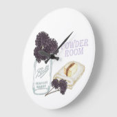 パープルハイドレンジア丸型浴室用壁掛け時計 ラージ壁時計 (傾斜)