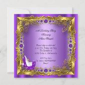 パープルハイヒールウーマンバースデーパーティー 招待状 (裏面)