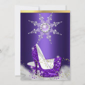 パープルハイヒールシューズシルバー金ゴールド誕生日パーティー 招待状 (裏面)