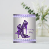 パープルハイヒールシューズバースデーパーティー 招待状 (スタンド正面)