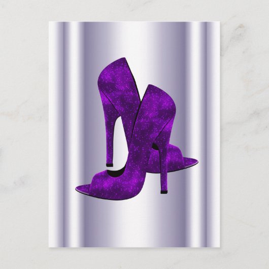 パープルハイヒールシューズ ポストカード (正面)