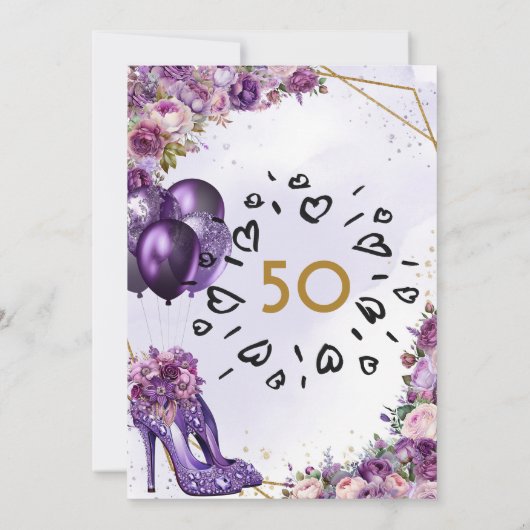 パープルハイヒール50th誕生日パーティー 招待状 (裏面)