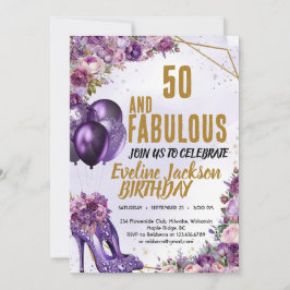 パープルハイヒール50th誕生日パーティー 招待状