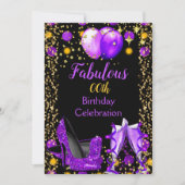 パープルハイヒール ゴールドバルーンシャンパンパーティー 招待状 (正面)