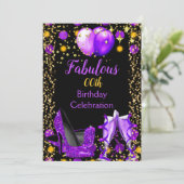 パープルハイヒール ゴールドバルーンシャンパンパーティー 招待状 (スタンド正面)