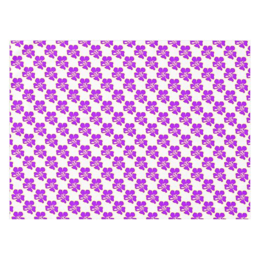 パープルハイビスカスフラワートロピカルハワイアンルアウ（ハワイ式宴会） テーブルクロス (正面(横))