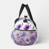 パープルハイビスカスフローラオンホワイトダッフェルバッグ ダッフルバッグ (右)