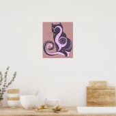 パープルハイプノネコプリント ポスター (キッチン)