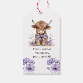 パープルハイランドカウバースデーパーティーのお気に入り ギフトタグ