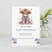 パープルハイランドカウバースデーパーティーの招待 招待状 (スタンド正面)