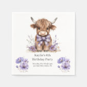 パープルハイランドカウバースデーパーティー スタンダードカクテルナプキン (正面)