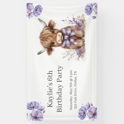 パープルハイランドカウバースデーパーティー 横断幕 (縦)