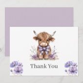 パープルハイランドカウフラットサンキューカード サンキューカード (正面/裏面)