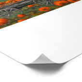 パープルハウスビクトリアンワゴンカボチャ秋ツリー ポスター (角)