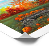 パープルハウスビクトリアンワゴンカボチャ秋ツリー ポスター (角)