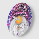 パープルハットクリスマスクロックで幸せな格言 ラージ壁時計 (傾斜)