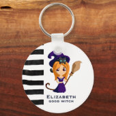 パープルハットハロウィンのかわいい魔女 キーホルダー (正面)