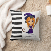 パープルハットハロウィンのかわいい魔女 クッション (ブランケット)