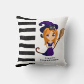 パープルハットハロウィンのかわいい魔女 クッション (裏面)