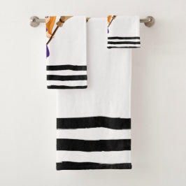 パープルハットハロウィンのかわいい魔女 バスタオルセット