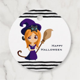 パープルハットハロウィンのかわいい魔女 フェイバータグ