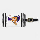 パープルハットハロウィンのかわいい魔女 ラゲッジタグ (正面横)