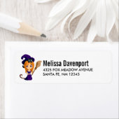 パープルハットハロウィンのかわいい魔女 ラベル (インサイチュ)