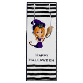 パープルハットハロウィンのかわいい魔女 ワインギフトバッグ (正面)