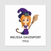 パープルハットハロウィンのかわいい魔女 名札 (正面)