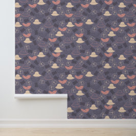 パープルハットバタフライスイカパターン 壁紙