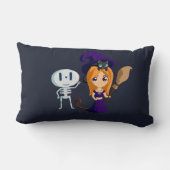 パープルハット&スケルトンハロウィンのかわいい魔女 ランバークッション (裏面)