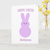 パープルハッピーイースターバニーカード カード (黄色い花)