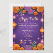 パープルハッピーディワリホリデーランプライト 招待状 (正面)