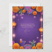 パープルハッピーディワリホリデーランプライト 招待状 (裏面)