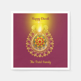 パープルハッピーディワリ スタンダードカクテルナプキン