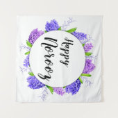 パープルハッピーノウズヒヤシンスリース新年 タペストリー (正面(横))