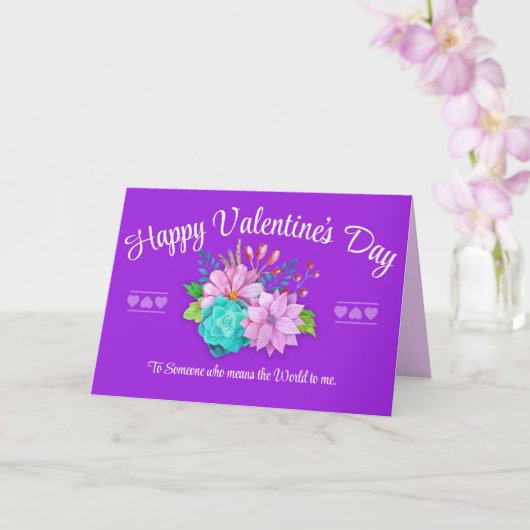 パープルハッピーバレンタインデー カード (蘭)
