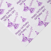 パープルハッピーバースデーガール – または名前 – パーティー帽子 薄葉紙 (詳細)