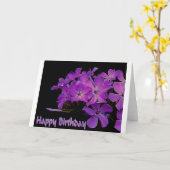 パープルハッピーバースデー カード (黄色い花)