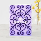 パープルハッピーバースデー! カード (黄色い花)