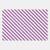 パープルハッピー顔ストライプと水玉模様 ラッピングペーパーシート (正面2)