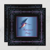 パープルハミングバード女性退職パーティー 招待状 (正面/裏面)