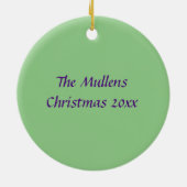 パープルハミングバード飛んでいるモノグラム名 セラミックオーナメント (裏面)